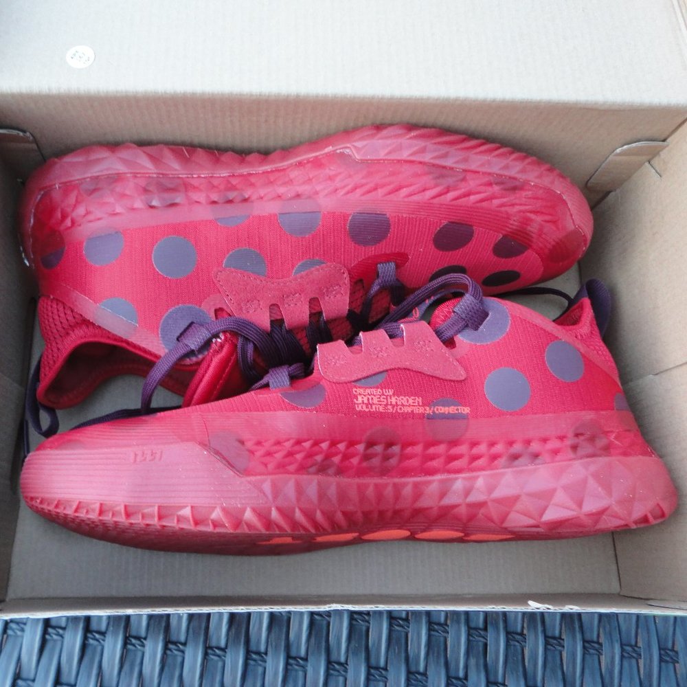 ADIDAS "HARDEN" Red Polka Dot Vol. 5 Futurenatural Men's Sneakers Sz 8 with Box